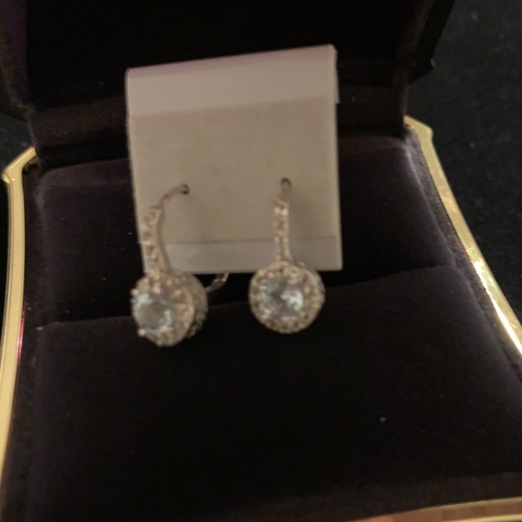 Genuine Blue & White Topaz Earrings - Picture 4 of 6
